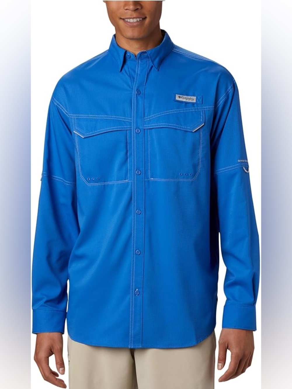 Columbia Low Drag Offshore Long Sleeve Shirt PFG Collection Blue Size Large